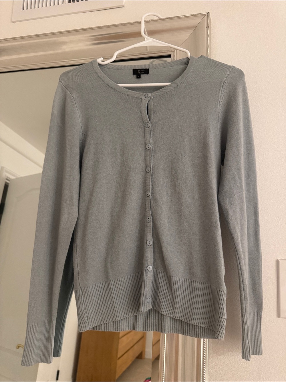 Light Gray Button-Front Cardigan
